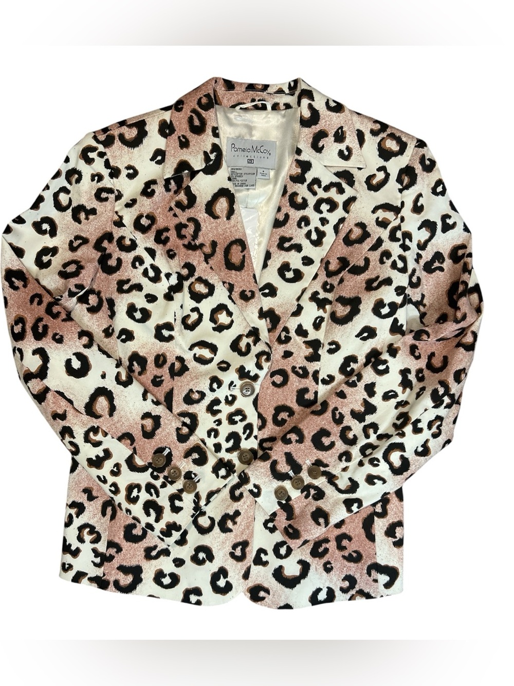 Pamela McCoy Collections Women’s S Leopard Print Blazer Jacket Animal Print NWT